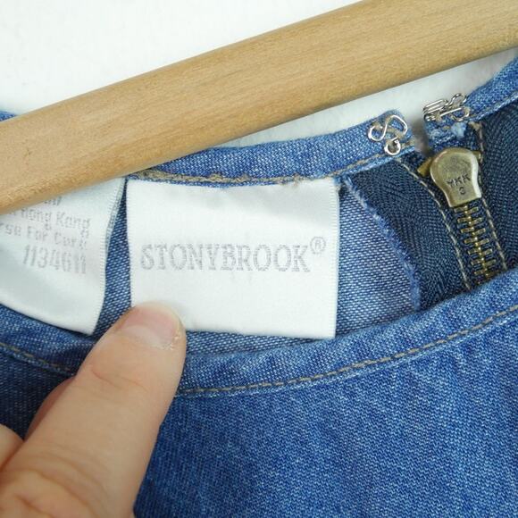 Vintage 2X Denim Midi Maxi Dress Teacher Prairie Cottagecore 90s Cotton Country - Picture 2 of 8